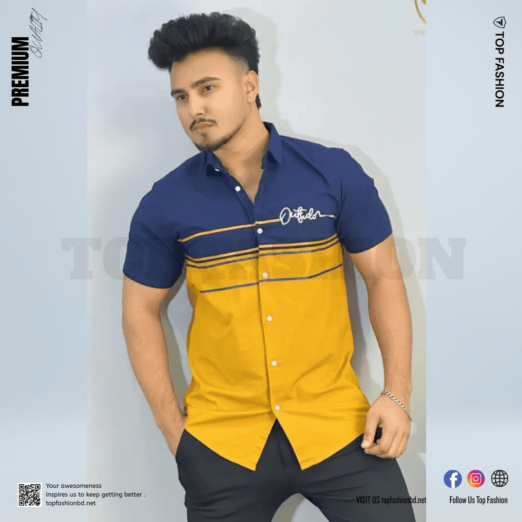 HALF SHIRT NAVY & MUSTARD YELLOW CODE-05