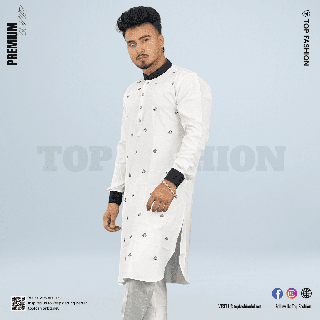 PANJABI WHITE STONE CODE-6883