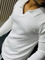 MEN'S  DIAMOND KNIT POLO WHITE CODE-KP97 - Image 2